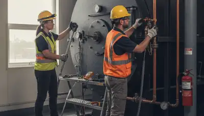 Boiler repair technician servicing a Dayton, OH home heating system for fast, same-day diagnostics