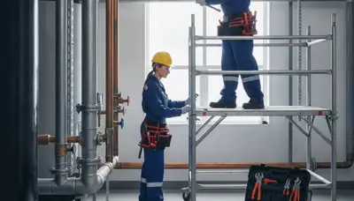 Plumbing repair technician servicing Dayton, OH home pipes for leak and freeze damage