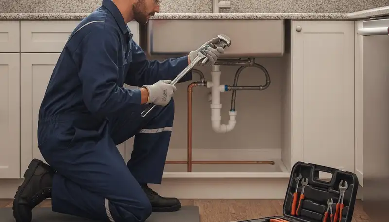 Plumber repairing a Dayton, OH home pipe for fast plumbing repair service