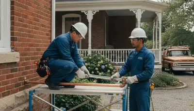 Dayton, OH plumbing repair technician servicing a residential pipe leak