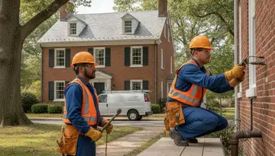 Plumber repairing a pipe in Dayton, OH for local plumbing repair service