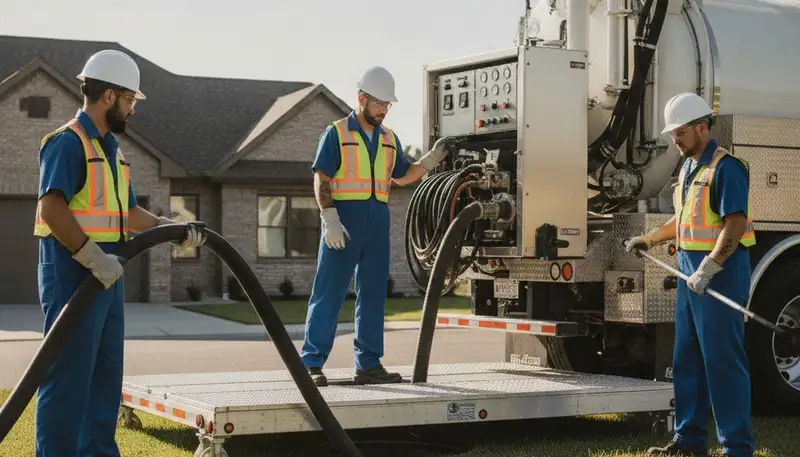 Septic pumping service truck for Dayton, OH homes by On Call Plumbers