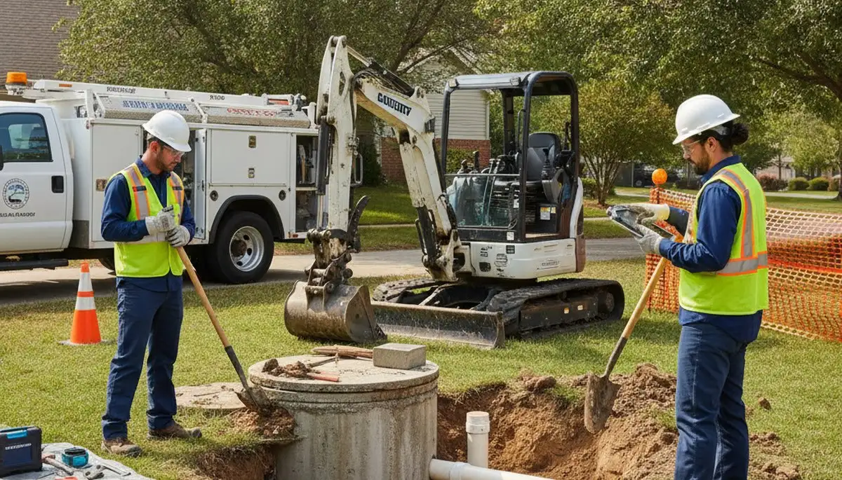 Dayton, OH septic repair technician servicing a home septic system on a rural property